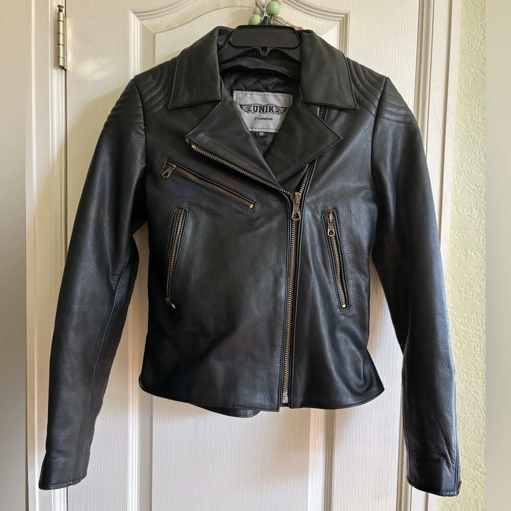 Women’s Leather Motorcycle Jacket Medium/Black